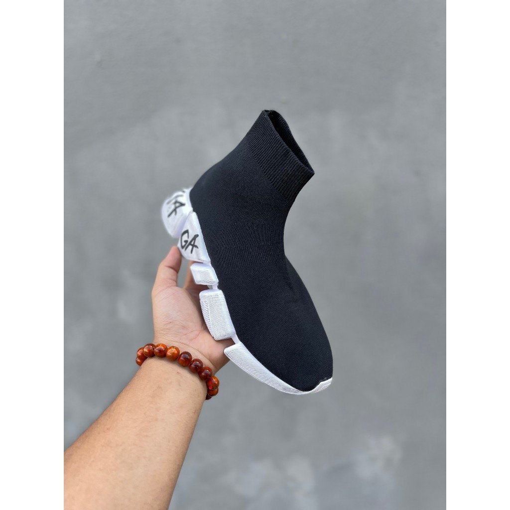 Giày thể thao Balenciaga speed Man Black And White Speed 2.0,Giày sneaker Balen speed Tách đế cao cổ đen chuẩn cao cấp