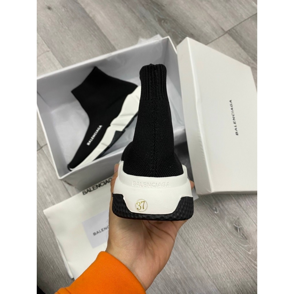 Giày thể thao Balenciaga speed Man Black And White Speed 2.0,Giày sneaker Balen speed Tách đế cao cổ đen chuẩn cao cấp