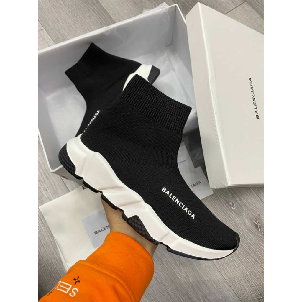 Giày thể thao Balenciaga speed Man Black And White Speed 2.0,Giày sneaker Balen speed Tách đế cao cổ đen chuẩn cao cấp