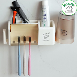  kệ để bàn chải đánh răng kem đánh răng dán tường tiện lợi kệ bàn chải úp cốc hitori 5509 