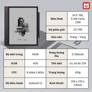 Máy đọc sách BOOX Note Air 3 (Tặng kèm kho Sách Chất, ứng dụng Nghiện Đọc)