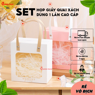 Hộp Quà Giấy Trắng/Hồng/Xanh Có Cửa Sổ Mica Trong Suốt Dùng Đựng Hoa, Gấu, Quà