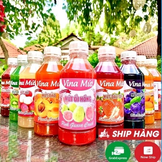 Sinh Tố Trái Cây Vina Mứt Chai 1 Lít: Đào, Dâu, Nho, Việt Quất, Kiwi, Xoài, Ổi, Thơm....