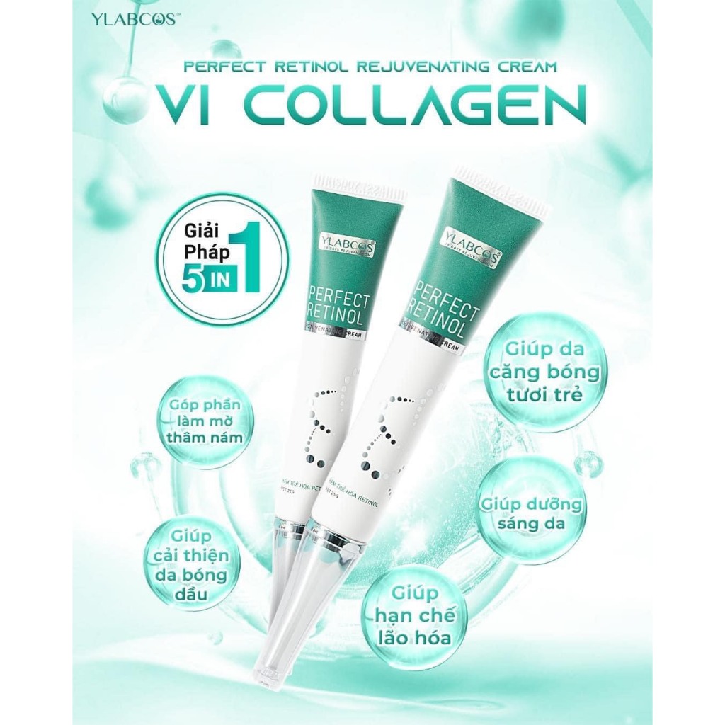 Vi Collagen Căng Bóng Ylabcos Hộp 25g Giúp da căng bóng,Giảm bóng dầu,Mờ nám tàn nhang,Co nhỏ lỗ chân lông,ngừa lão hóa