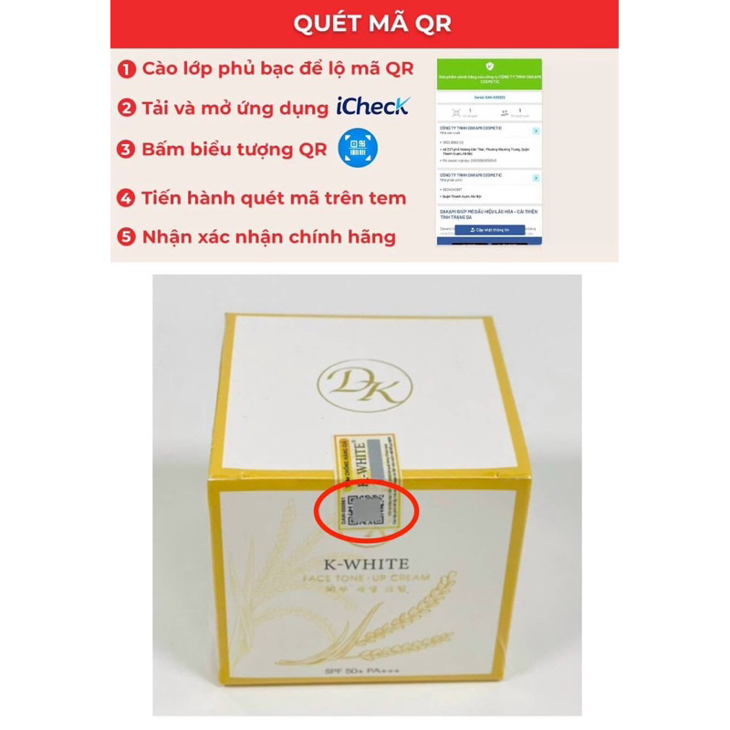 Kem Dưỡng Trắng Da dakami kwhite ban ngày