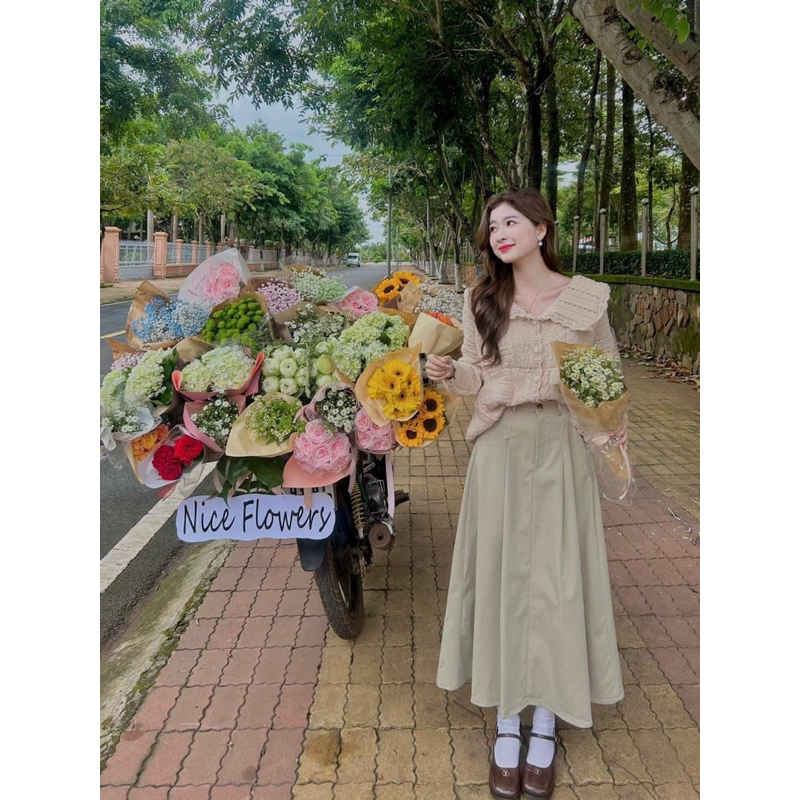 Chân váy dáng dài lưng thun dễ mặc 6M