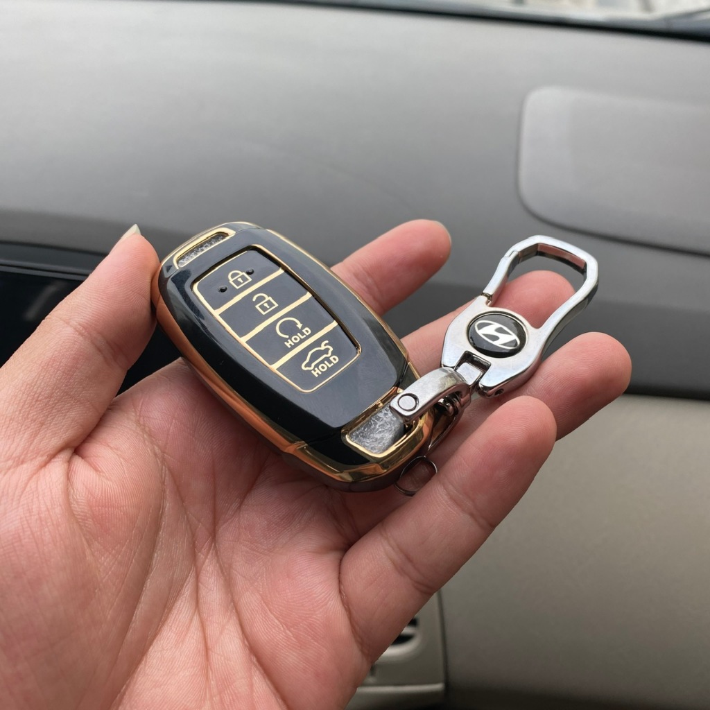 ốp chìa khóa Huyndai Accent 2021 - 2022 - 2023, Elantra 2023 < TPU Đen - Vàng >
