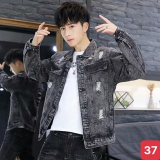 Áo khoác jean nam xám rách chất bò cao cấp co dãn 4 chiều, áo khoác rin nam đẹp ado99 Nhiêu Mẫu Mới