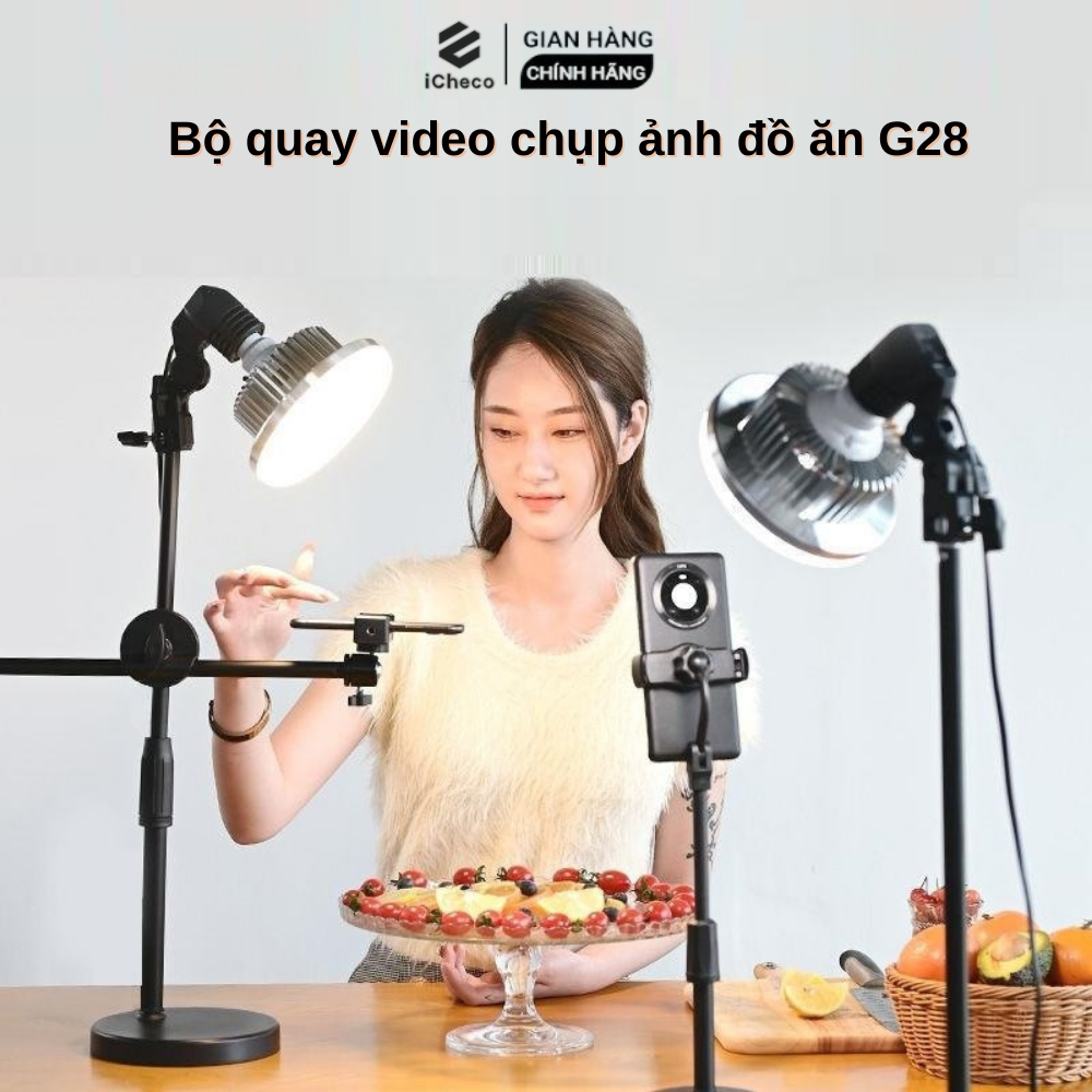 Bộ quay video livestream bán hàng review chụp ảnh đồ ăn từ trên xuống chắc chắn nhỏ gọn iCheco G28