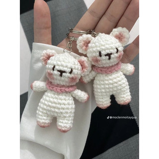 Móc khoá gấu mini cute bằng len