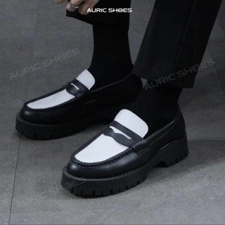 Giày Chunky Penny Loafer hack 5cm chiều cao da sít chống nhăn bảo hành 12 tháng - Tặng kèm lót tăng chiều cao