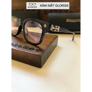 Gọng kính cận nam nữ thời trang - GLORISS Chrome Titanium mắt 0 độ thay mắt cận, viễn, loạn thoải mái