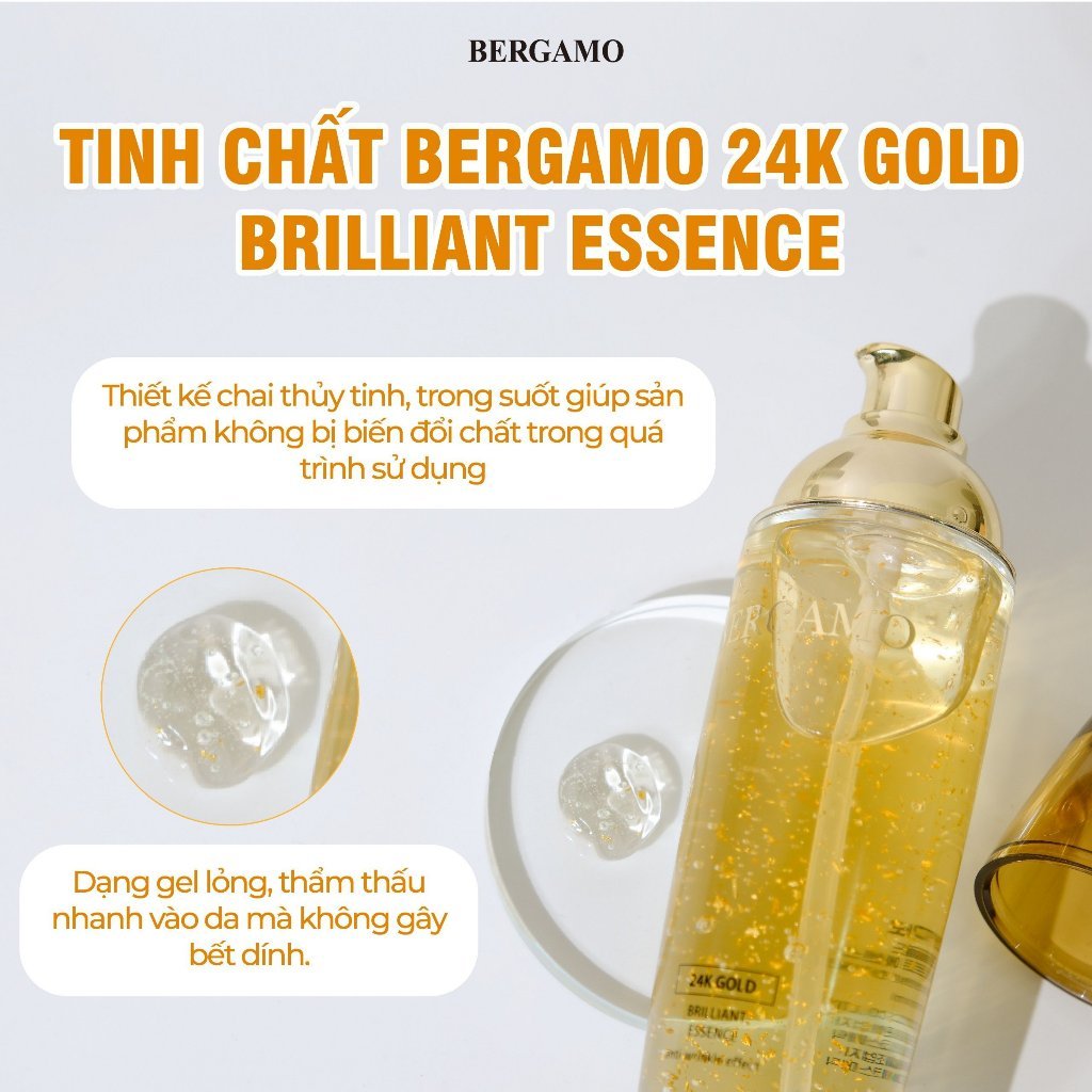 Tinh Chất BERGAMO 24K GOLD BRILLIANT ESSENCE 110ML Trẻ Hóa Làn Da Và Dưỡng Trắng