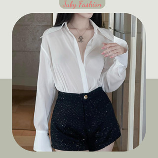 Áo sơ mi Voan Tơ Cổ Nhọn Basic ( Kèm áo 2 dây )
