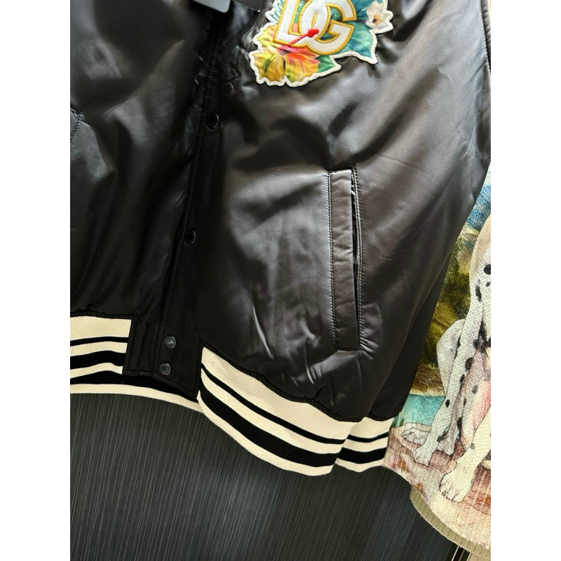 Áo Bomber - Docle Gabana - DG logo trần bông black Jacket thêu new2023