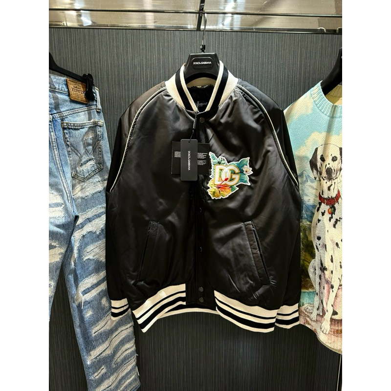 Áo Bomber - Docle Gabana - DG logo trần bông black Jacket thêu new2023