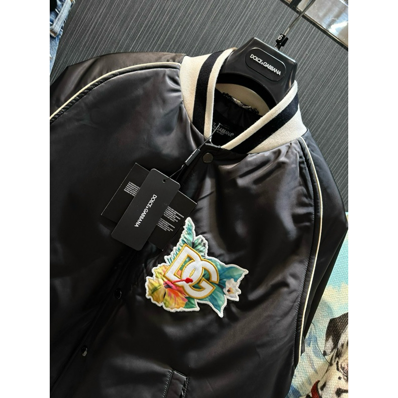 Áo Bomber - Docle Gabana - DG logo trần bông black Jacket thêu new2023