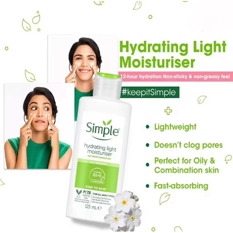 Sữa Dưỡng Da Simple Cho Da Nhạy Cảm Kind To Skin Hydrating Light Moisturiser 125ml
