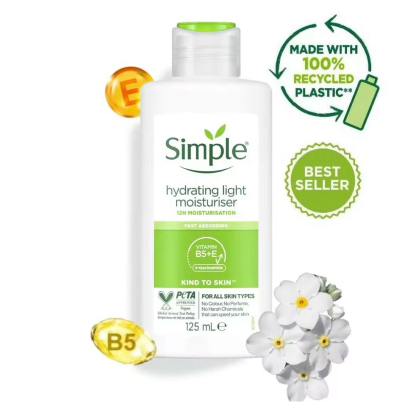 Sữa Dưỡng Da Simple Cho Da Nhạy Cảm Kind To Skin Hydrating Light Moisturiser 125ml