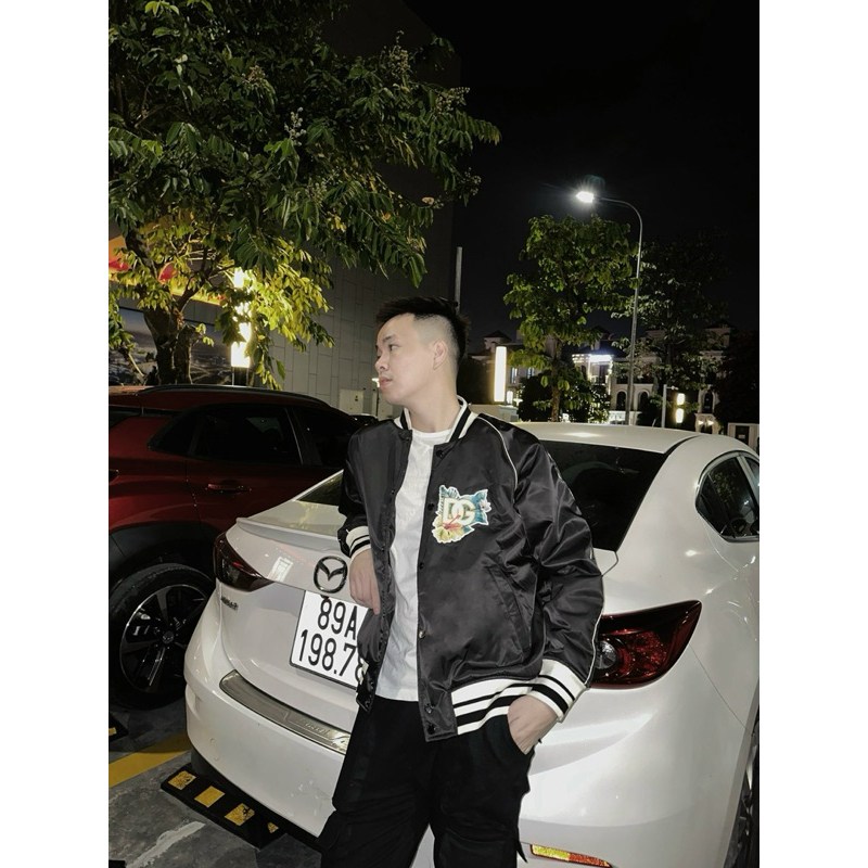 Áo Bomber - Docle Gabana - DG logo trần bông black Jacket thêu new2023