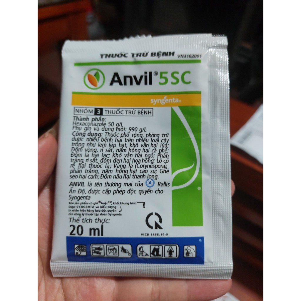 Thuốc trừ bệnh Anvil 5SC - đặc trị phấn trắng, rỉ sắt trên hoa hồng gói 20ml