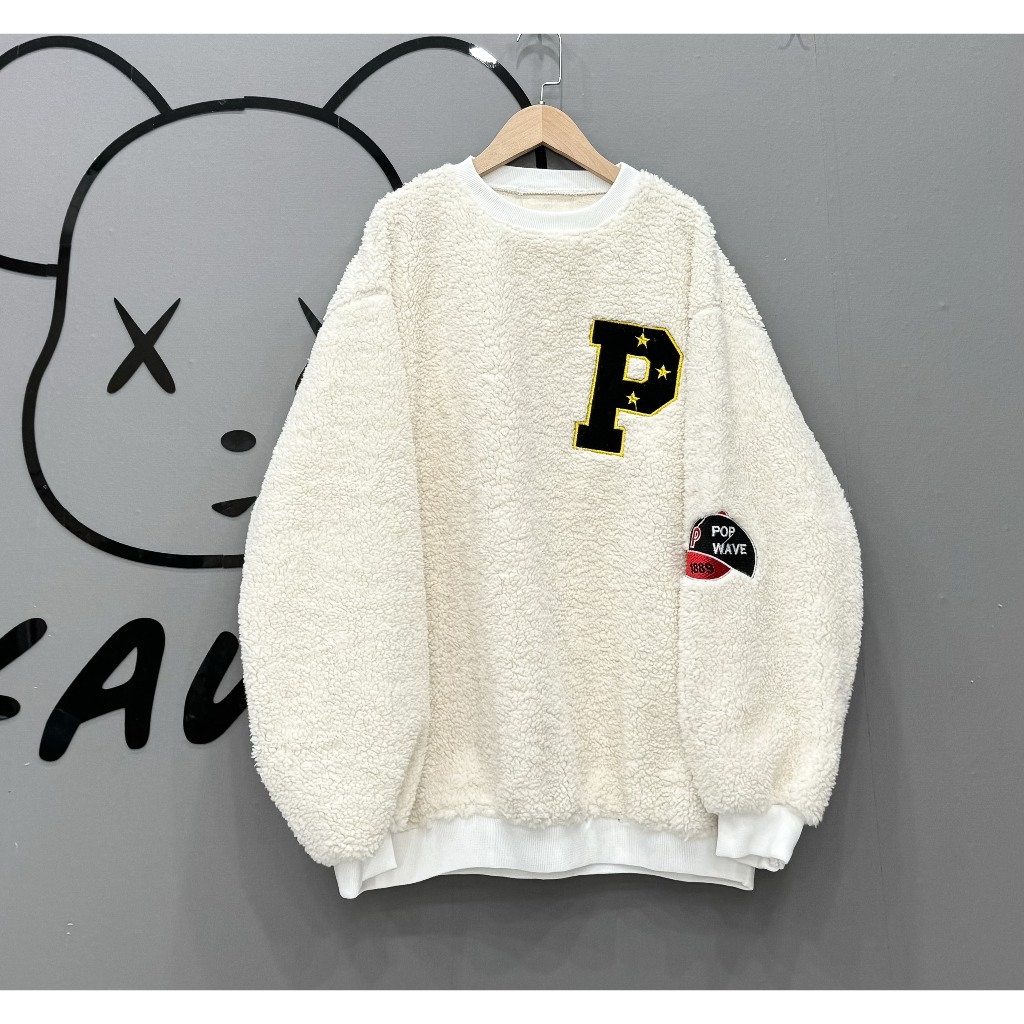 Áo nỉ sweater lông chữ P