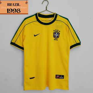 Áo bóng đá retro Brazil 1998 vải Cotton Polyester thời trang blockcore