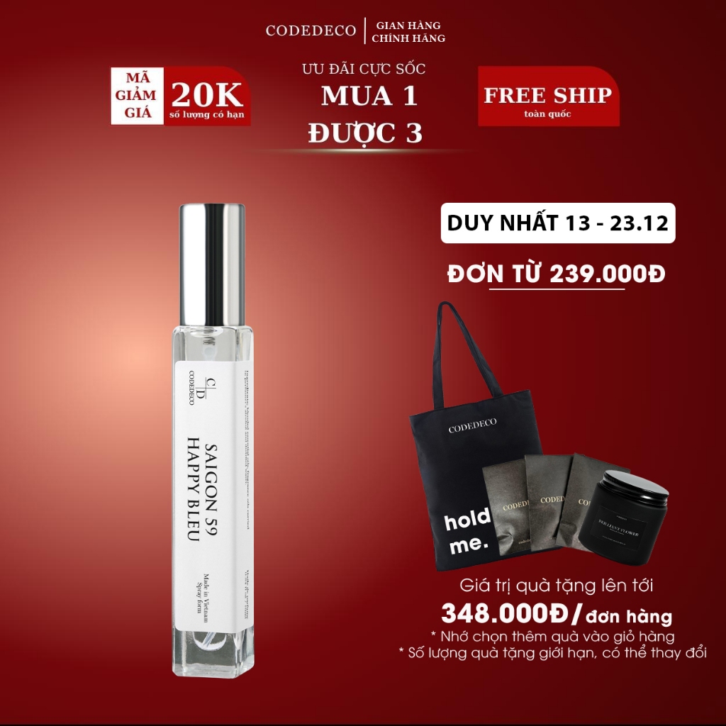 Tinh dầu thơm CODEDECO Saigon 59 Happy Bleu tự tin, thanh lịch - 10ml