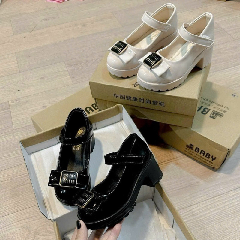Giầy Cao Gót 4cm siêu nhẹ nơ MinMin cho bé gái