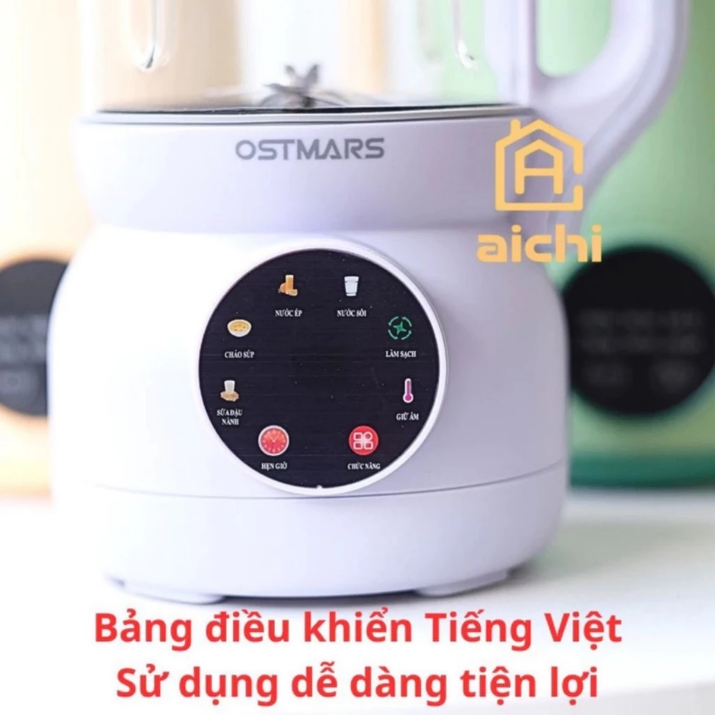 Máy làm sữa hạt OSTMARS 1000ML cối thủy tinh
