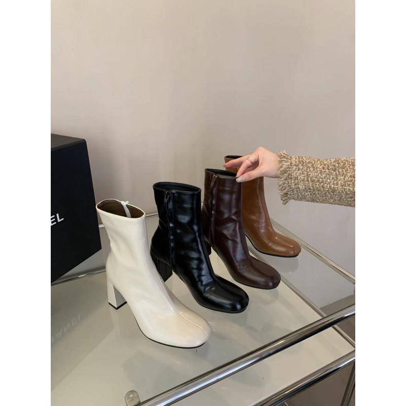 Boot MIJILI Bản Mới Hot Da Mềm Mũi Tròn