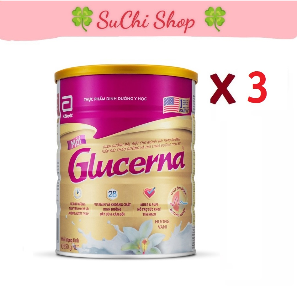 Bộ 3 lon sữa bột Glucerna 850g/800g