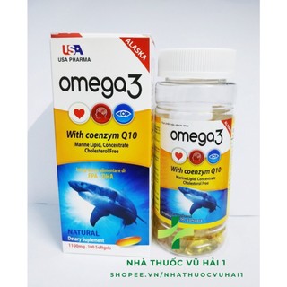 Viên dầu cá alaska omega 3 with coenzym q10 lọ 100 viên