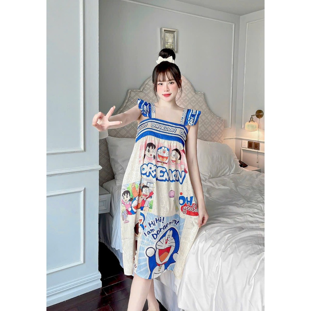 {Nhiều mẫu} Đầm Ngủ Lụa Xước Hai Dây Thiết Kế Cánh Tiên Siêu Xinh Meoz Store