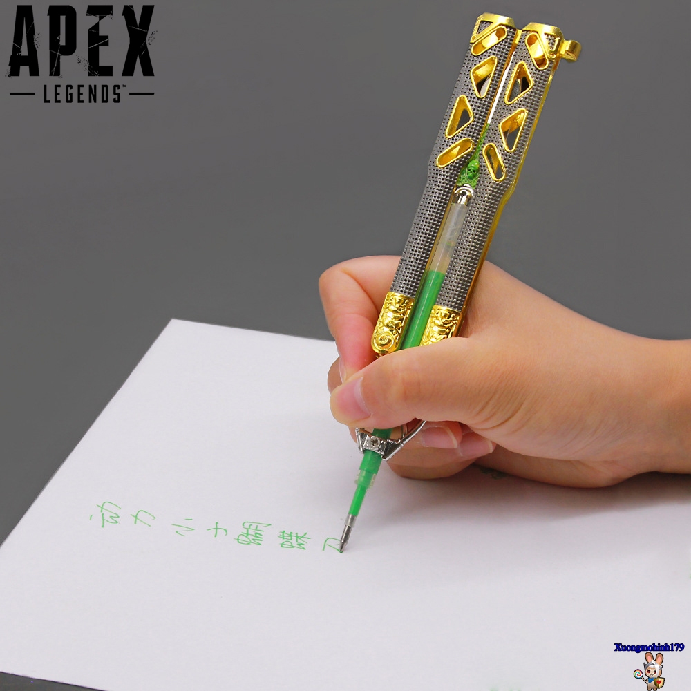 Mô hình sưu tầm Bút bi Butterfly knife Apex Legend Balisong hợp kim 21cm kèm kệ trưng bày