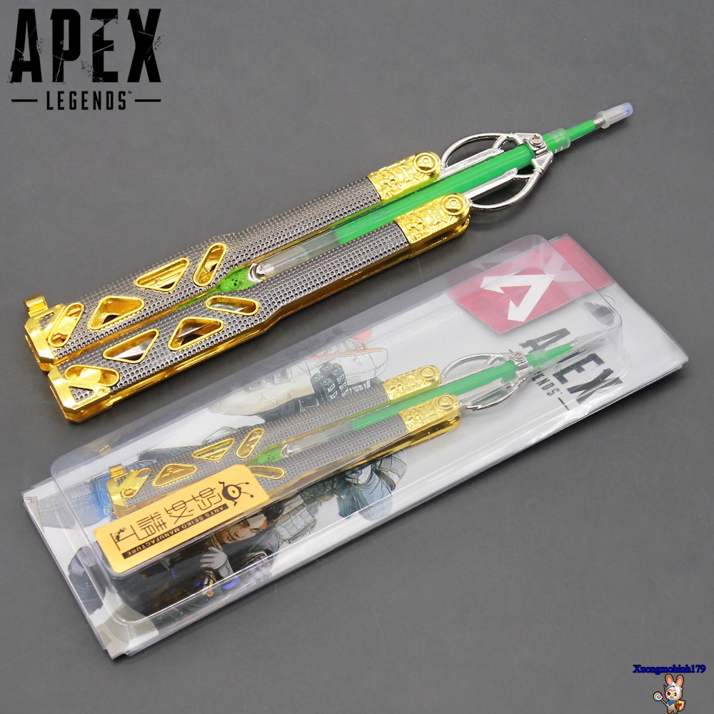 Mô hình sưu tầm Bút bi Butterfly knife Apex Legend Balisong hợp kim 21cm kèm kệ trưng bày