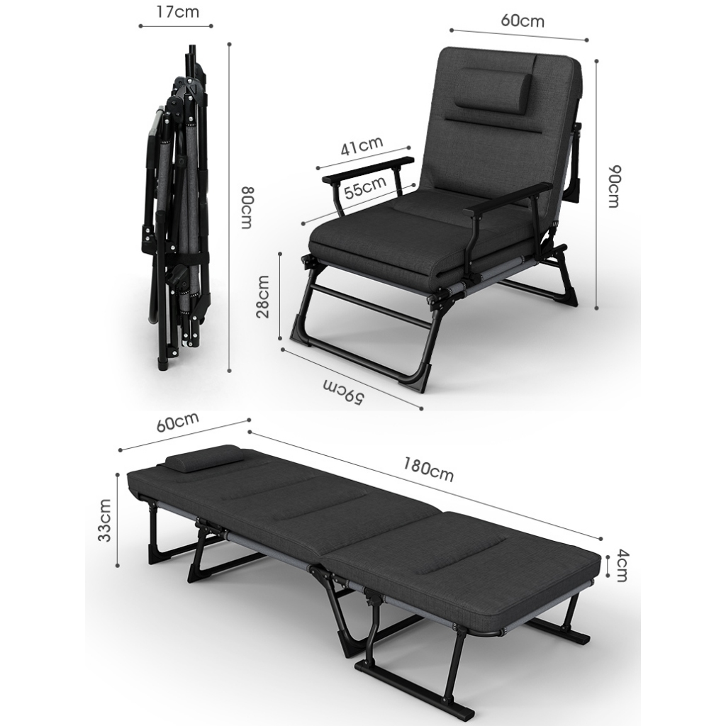 Giường gấp kiêm Ghế văn phòng Kamaso đa năng 2 in 1 ngả 180 độ tiện lợi thư giãn Bảo hành 5 năm