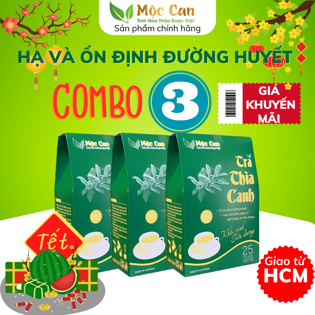Combo 3 Trà thìa canh túi lọc Mộc Can hộp 125g (25 túi lọc x 5g)