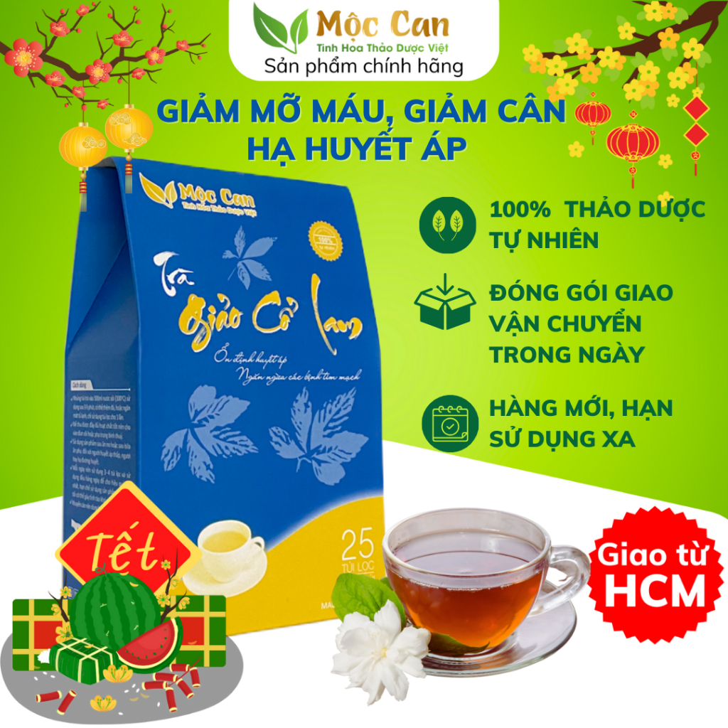 Trà giảo cổ lam túi lọc Mộc Can giảm mỡ máu ổn định huyết áp hộp 125g (25 túi lọc x 5g)