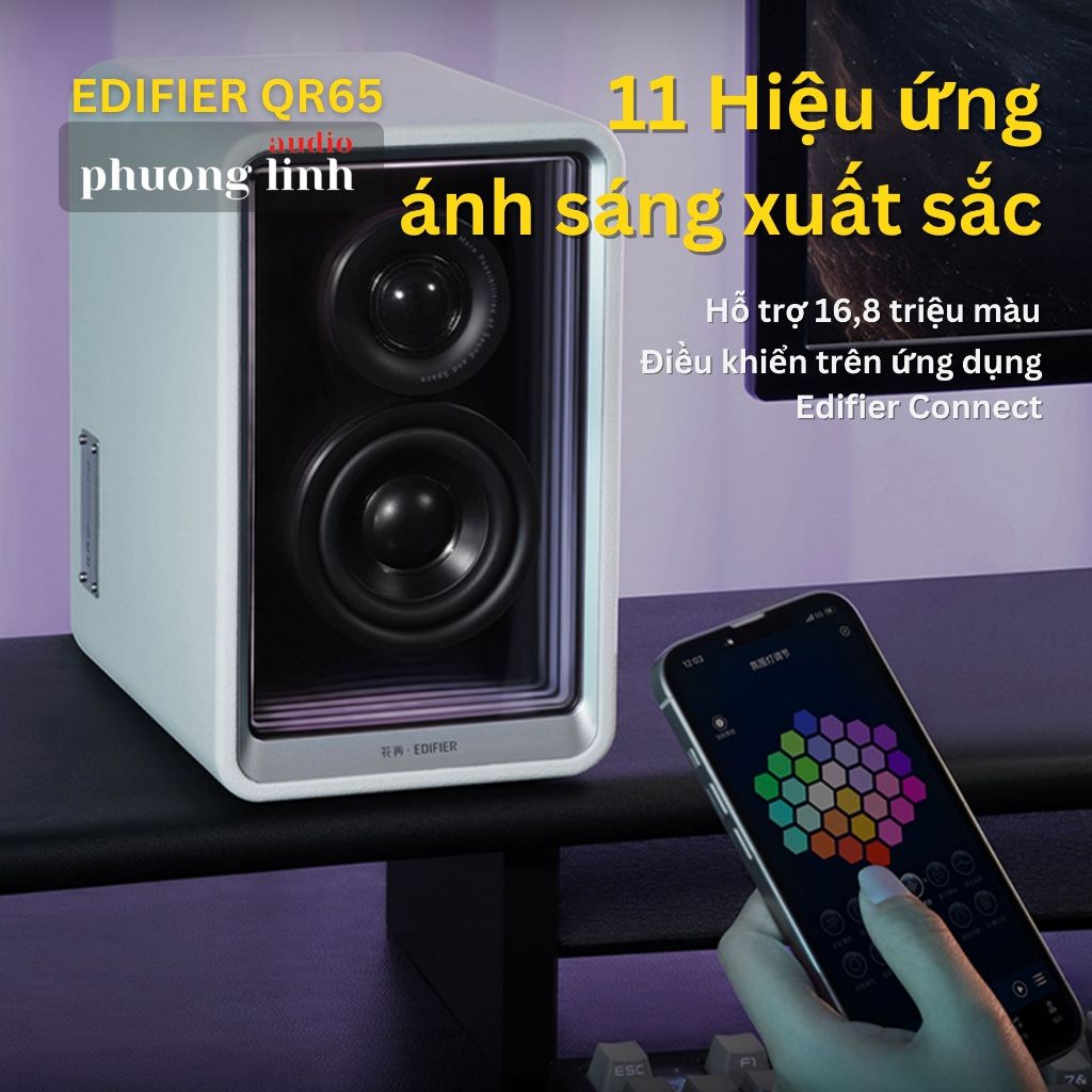 Loa Bluetooth Edifier QR65 | LeD RGB, Âm thanh Hires Audio Wireless, Sạc nhanh GaN 65W, Công suất 70W - Hàng chính hãng