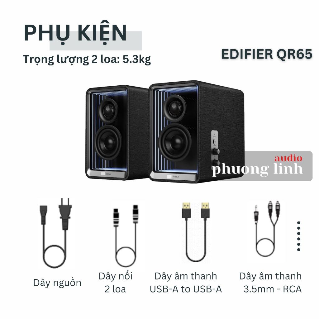 Loa Bluetooth Edifier QR65 | LeD RGB, Âm thanh Hires Audio Wireless, Sạc nhanh GaN 65W, Công suất 70W - Hàng chính hãng