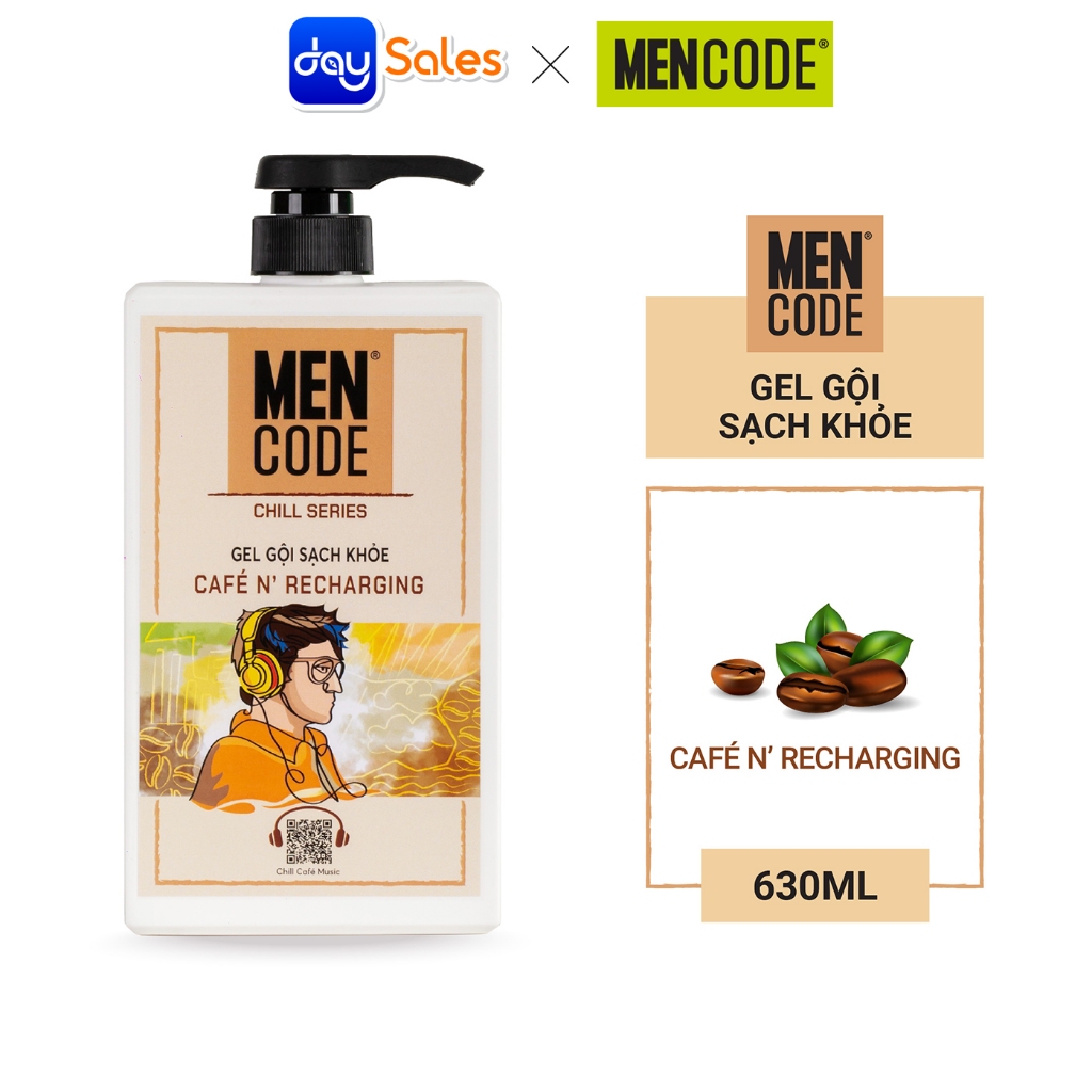 GEL GỘI MENCODE SẠCH KHỎE CAFÉ N' RECHARGING 630ML