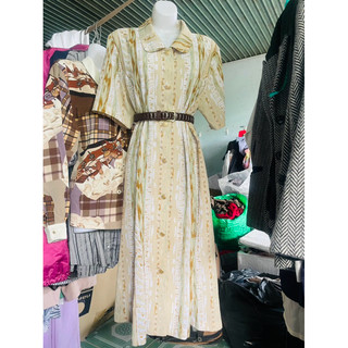 Đầm vin chất linen cổ cánh sen