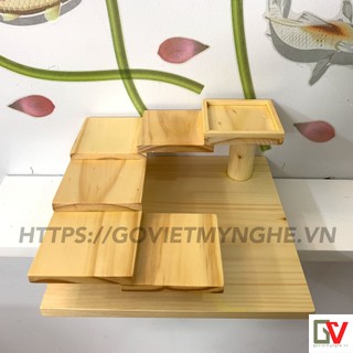 Khay gỗ trang trí món ăn khay gỗ trang trí sushi khay gỗ bậc thang 5 tầng - hình vuông - gỗ thông tự nhiên