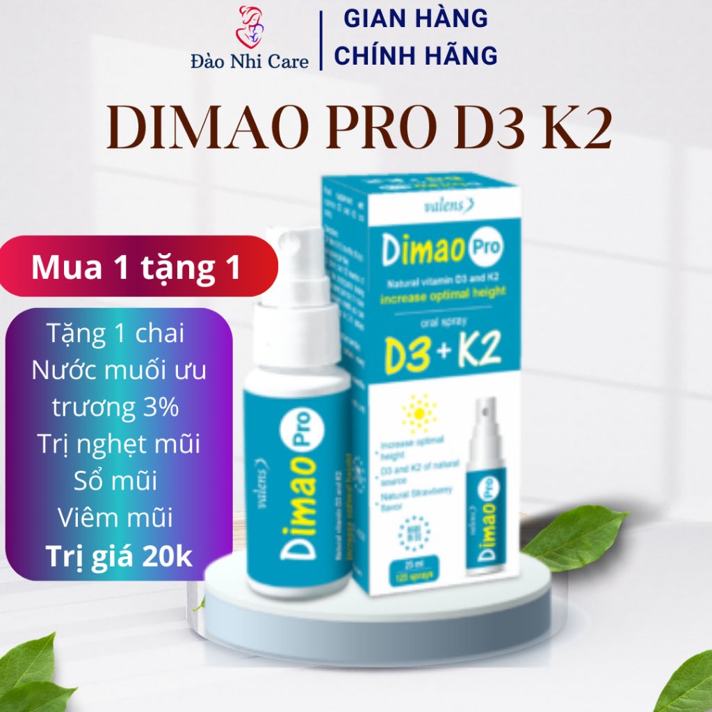 Dimao pro D3 K2 dạng xịt, hỗ trợ tăng chiều cao Valens Dimao pro Spray D3k2