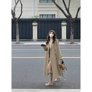 [Sẵn] Áo Khoác Nữ Kaki Form Rộng Dáng Dài Qua Gối Cổ Bẻ Áo Khoác Kaki Áo Khoác Gió Nữ Dáng Dài Kiểu Hàn Quốc AZ3206