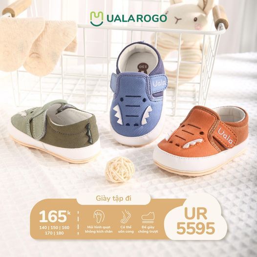 Giày tập đi cho bé Ualarogo dễ thương đế cao su chống trượt an toàn quai dán 5578 5595