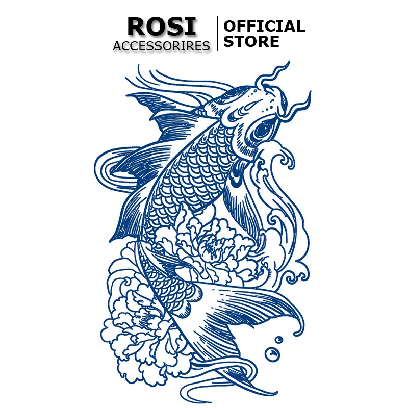  Hình xăm dán hình cá chép KT-004 miếng dán hình xăm tạm thời nhật cổ 15 ngày chống nước 