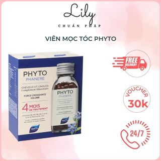  Viên uống hỗ trợ mọc tóc Phyto Phanere Pháp giúp tóc chắc khỏe hộp 120 viên 