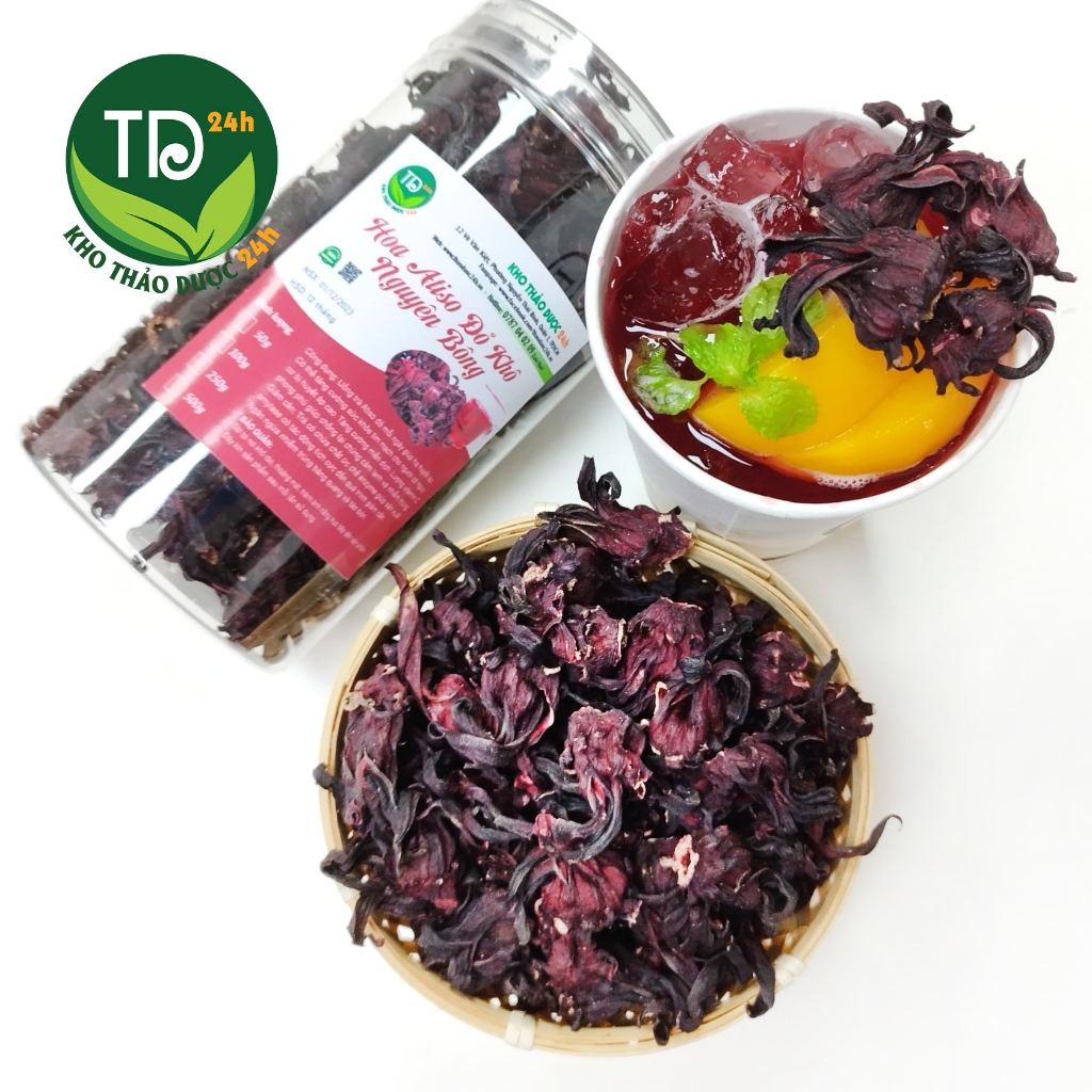 Hoa Atiso đỏ đẹp nguyên bông (Hoa bụp giấm/Hoa Hibiscus), nguyên liệu pha trà, chưng yến, làm siro I Kho Thảo Dược 24h